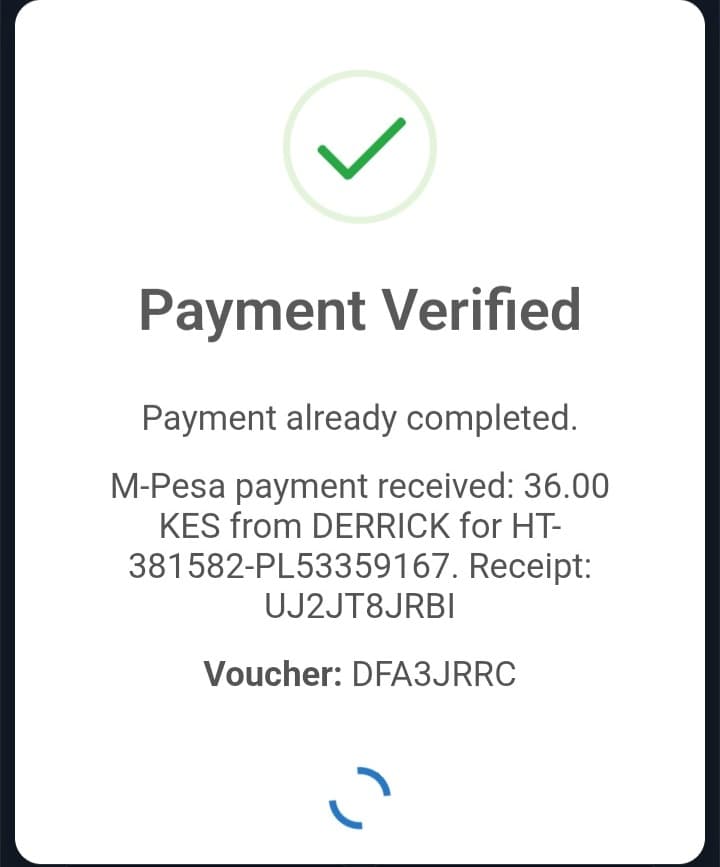 M-Pesa Checkout Flow - Payment Confirmed Screen